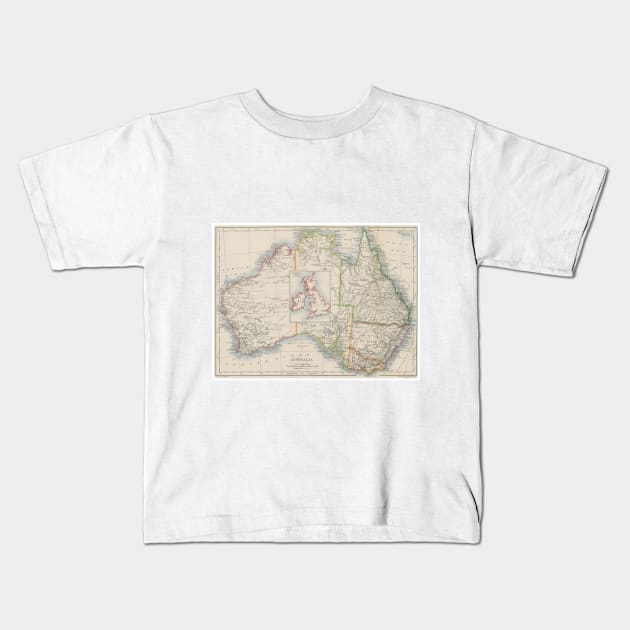 Australia and British Isles Size Comparison Map Kids T-Shirt by Bravuramedia